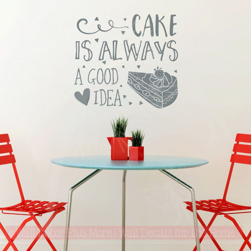 Kitchen Quote Wall Decor Stickers Cake Is Good Idea Vinyl Art Decals-Storm Gray