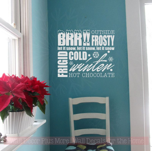 Winter Home Decor Let It Snow Wall Art Stickers Vinyl Lettering Decals-Light Gray