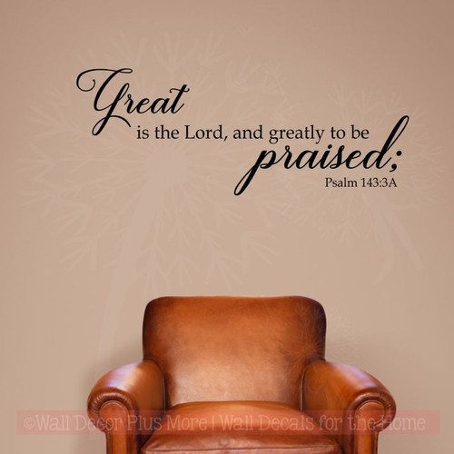 Christian Wall Art, Greatly To Be Praised Wall Decal Stickers for Decor-Black
