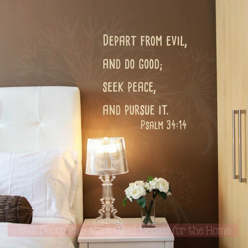 Religious Wall Quotes, Seek Peace Vinyl Lettering Home Decor Stickers Beige