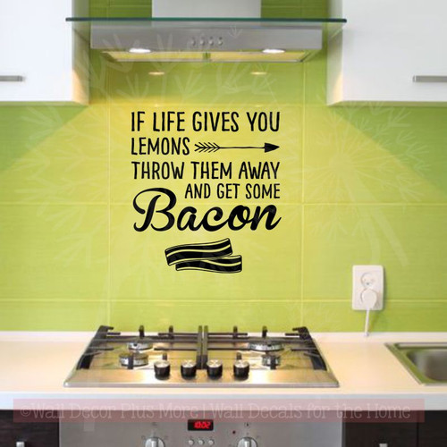 Kitchen Quotes Get Some Bacon Inspirational Wall Decals Funny Stickers Black