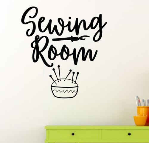 Sewing Room Wall Decals Vinyl Lettering Stickers Craft Room Decor Black