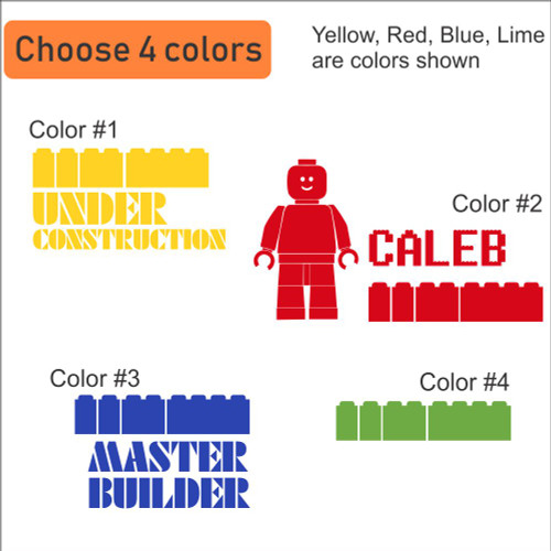 Cranial Helmet Band Decal Sticker Accessories Boys Master Builder Blocks 4-color