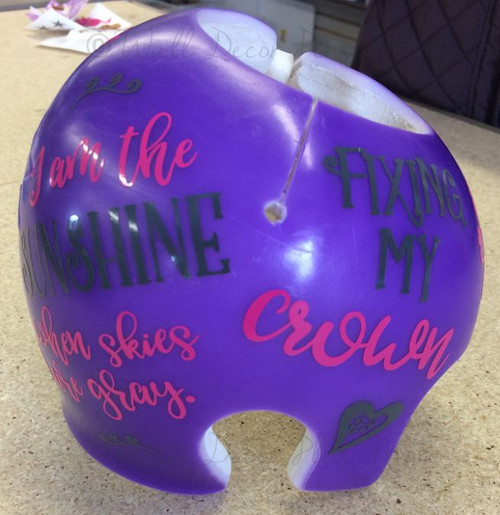 Cranial Helmet Band Decal Sticker Accessories Girls Princess Fixing My Crown Hearts Hot Pink Charcoal Gray on Purple Band