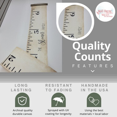Height Ruler Family Last Name Canvas Wall Sign Growth Chart 6ft