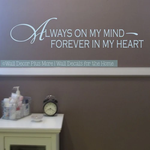 Wall Decals For Bedroom Always On My Mind Vinyl Lettering Love Quotes-Powder Blue