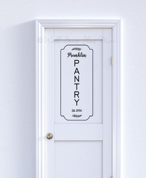 Kitchen Decal Stickers Tall Pantry Name Date Personalized Vinyl Decor 14x32.5 Black