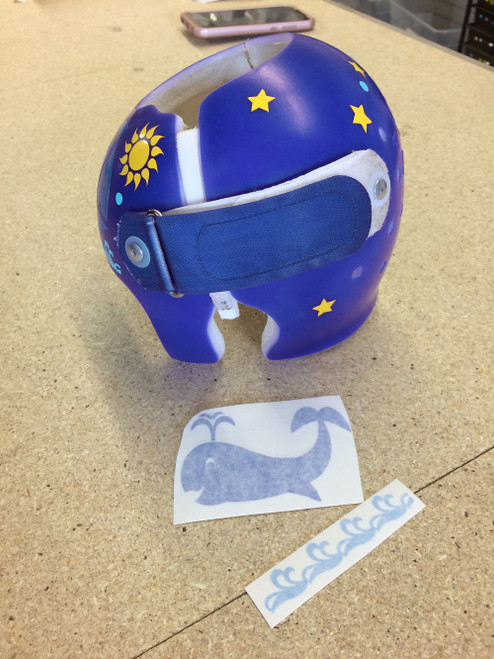 Ahoy Matey Cranial Helmet Band Decal Sticker Accessories Boys Nautical Ice Blue Brilliant Blue Yellow