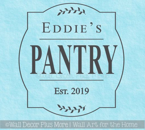 Personalized Kitchen Decor Pantry Decal, Framed Last Name Wedding Gift