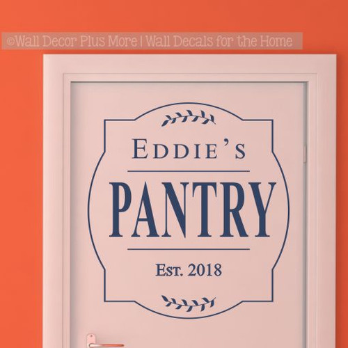 Personalized Kitchen Decor Pantry Decal, Framed Last Name Wedding Gift-Deep Blue