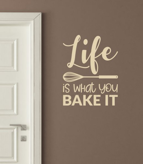 Kitchen Wall Art Decor Life Is What You Bake It Vinyl Lettering Stickers-Matte Beige