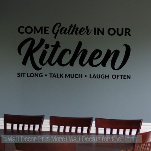 Kitchen Quotes Wall Decor Gather In Our Kitchen Vinyl Lettering Decals-Black