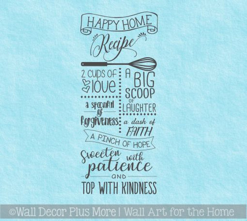 Kitchen Wall Decals Happy Home Recipe Vinyl Letters Wall Stickers