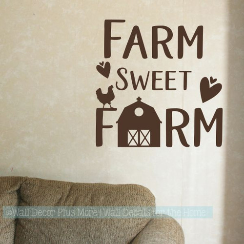 Farmhouse Kitchen Decor Farm Sweet Farm Vinyl Art Wall Decal Stickers-Chocolate Brown