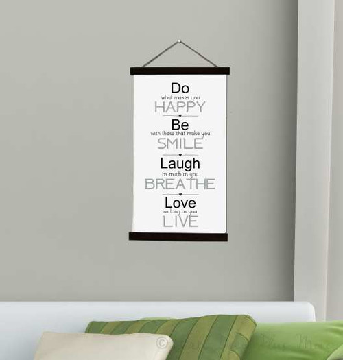 Black Wood & Canvas Wall Hanging, Do Be Laugh Love Inspirational Wall Art Sign 15x-26-Inch