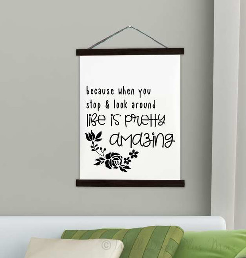 Black Wood & Canvas Wall Hanging Life Is Pretty Amazing Wall Art Sign 23x30-Inch