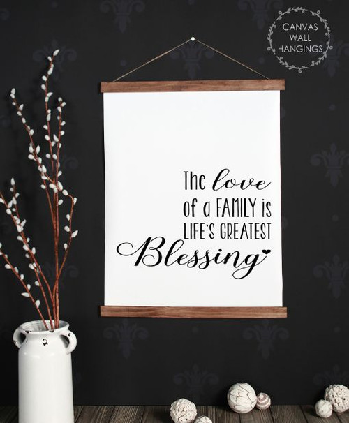 19x24 - Wood & Canvas Wall Hanging The Love of A Family Blessings Wall Art Sign