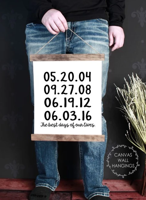 12x14.5 - Wood & Canvas Wall Hanging, Best Days Of Our Lives Custom Dates Wall Art