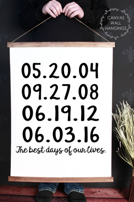 23x30 - Wood & Canvas Wall Hanging, Best Days Of Our Lives Custom Dates Wall Art