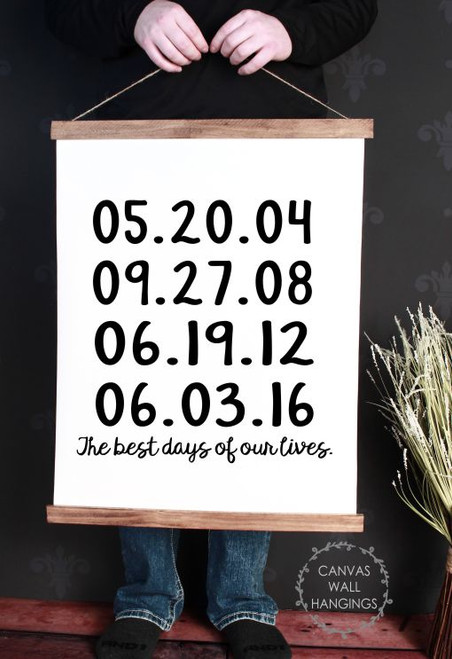 19x24 - Wood & Canvas Wall Hanging, Best Days Of Our Lives Custom Dates Wall Art