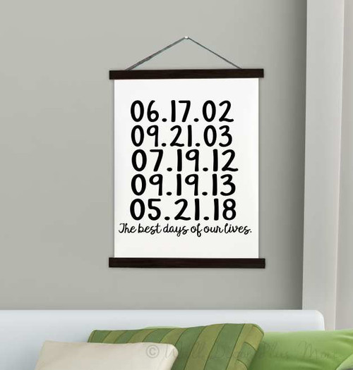 Wood & Canvas Wall Hanging, Best Days Of Our Lives Custom Dates Wall Art
