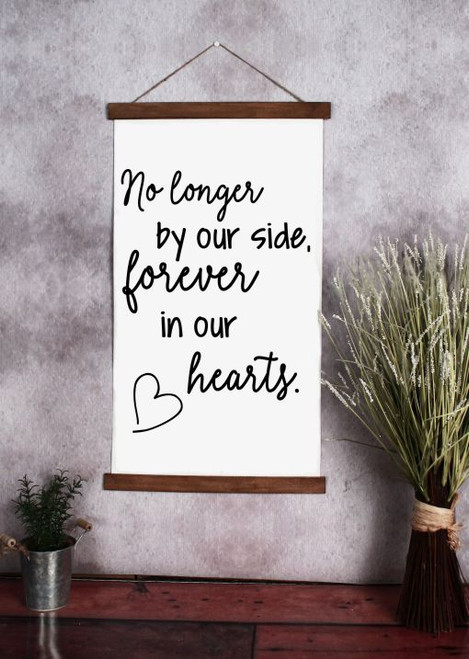 15x26 - Wood & Canvas Wall Hanging, Forever In Our Hearts Memorial Wall Art