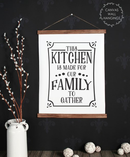 19x24 - Wood & Canvas Wall Hanging, Kitchen For Our Family To Gather Wall Art
