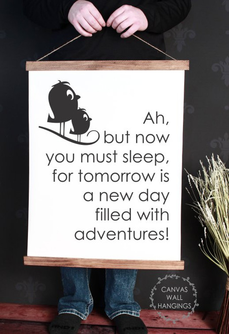19x24 - Wood & Canvas Wall Hanging, Nursery Go To Sleep Wall Art Baby Decor