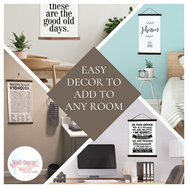 Wood & Canvas Wall Hanging, Wash Brush Bathroom Wall Art Print