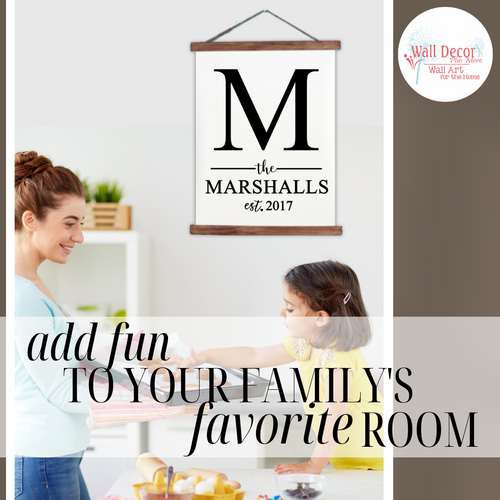 Canvas Wall Hanging, Monogram Last Name Est Date