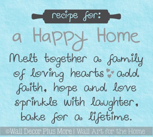 Wall Decals For Kitchen Recipe For Happy Home Vinyl Lettering Stickers