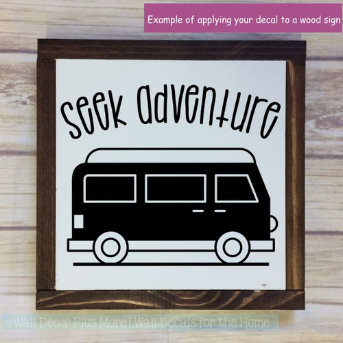 Camping Decals Seek Adventure Retro Camper RV Wall Decor Art Stickers-Black