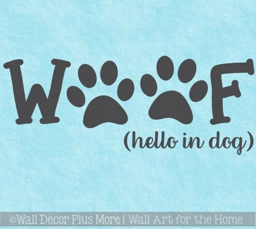 Pet Lover Stickers Woof Hello In Dog Vinyl Art Decals for Home Decor