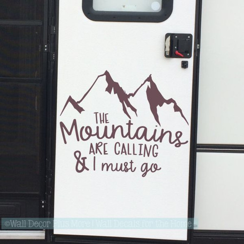Motor home Decals Mountains Are Calling Camper Art Lettering RV Stickers-Eggplant