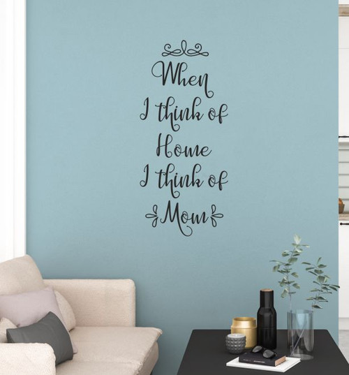 Family Quotes Wall Art Home I Think Of Mom Quote Sticker for Wall Decor-Black