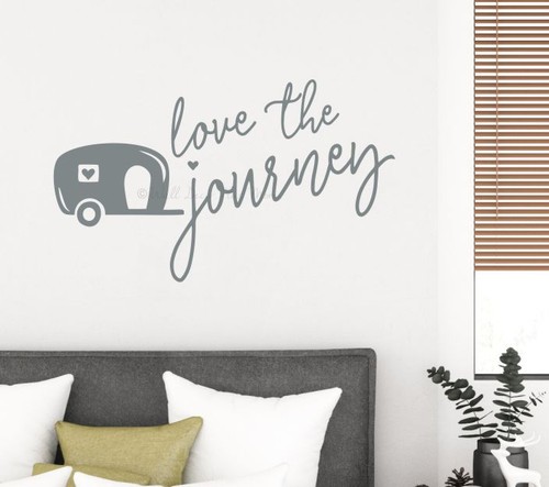 Camper Decals Love The Journey Vintage RV Vinyl Art Stickers Wall Decor-Storm Gray