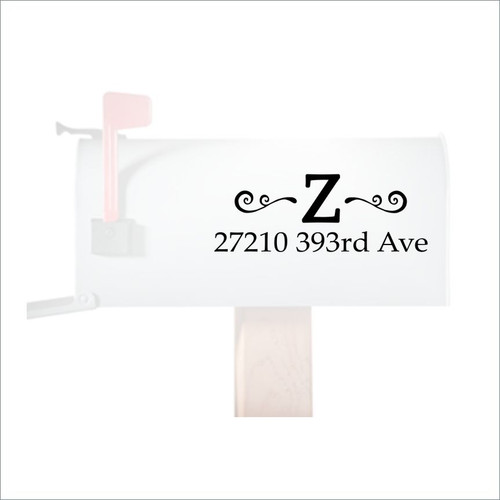 Personalized Mailbox Decals Lettering Monogram Swirl Address Stickers