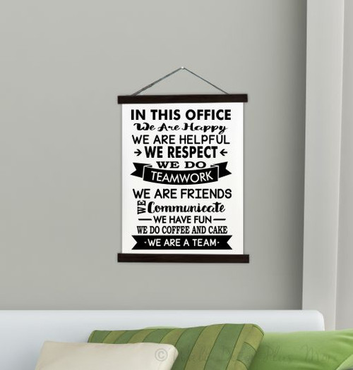 Wood & Canvas Wall Hanging In This Office.. We Are A Team Wall Art Sign