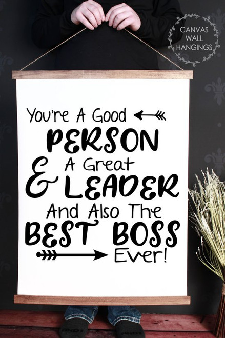 X-Large: 23x30 - Wood & Canvas Wall Hanging Best Boss Ever Office Gift Wall Art Sign