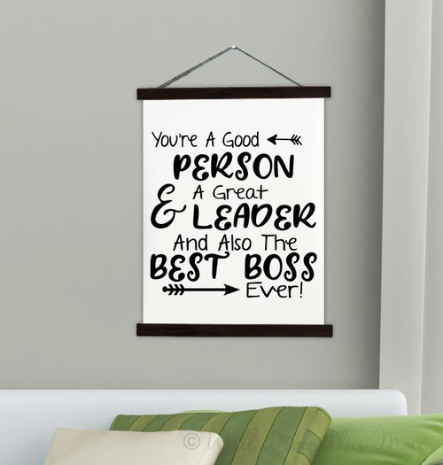 Wood & Canvas Wall Hanging Best Boss Ever Office Gift Wall Art Sign