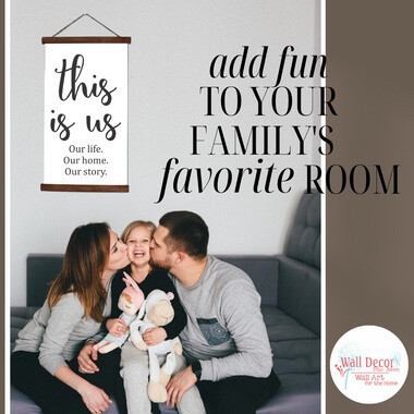 Wood & Canvas Wall Hanging This Is Us Family Quote Wall Art — Wall art with black text on a white background, framed in wood