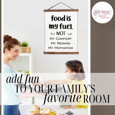 Wood & Canvas Wall Hanging Food Is My Fuel Keto Diet Reminder Wall Art — Framed wall art with black text on a white