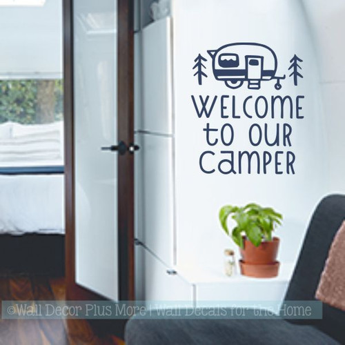 RV Accessory Decals Welcome To Our Camper Wall Decor Vinyl Art Stickers Deep Blue