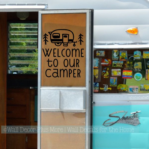 RV Accessory Decals Welcome To Our Camper Wall Decor Vinyl Art Stickers Black