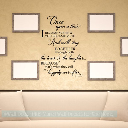 Bedroom Wall Decals Quotes Happily Ever After Vinyl Lettering Stickers-Black