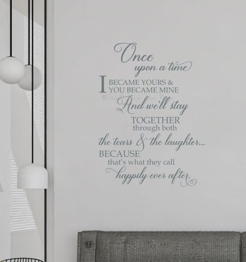 Bedroom Wall Decals Quotes Happily Ever After Vinyl Lettering Stickers-Storm Gray