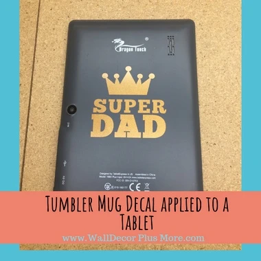 Car or Tumbler Decals Super Dad Crown Quote Vinyl Stickers Fathers Day Gift — Gold crown graphic on a dark tablet with a