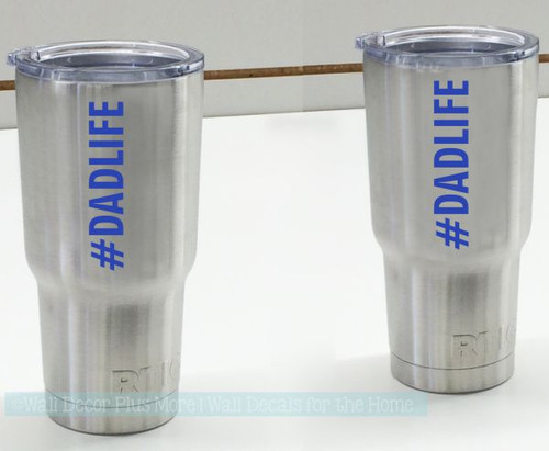 Tumbler Decal Stickers Dad Life Hashtag Best Fathers Day Gift Silver-Glossy Brilliant Blue