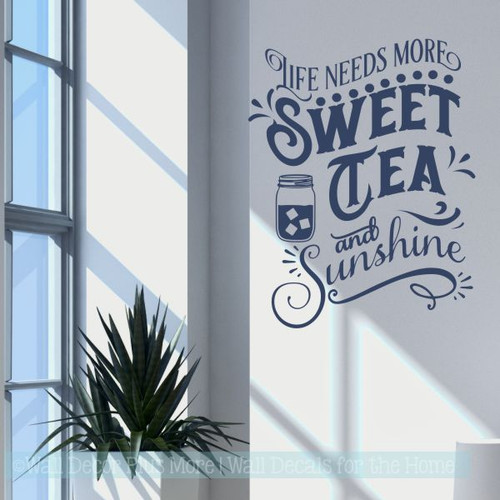 Wall Decals For Kitchen Patio Life Needs Sweet Tea Sunshine Vinyl Wall Art Deep Blue