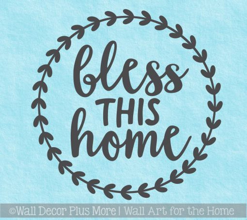 Farmhouse Wall Stickers Bless This Home Laurel Wreath Vinyl Art Decals